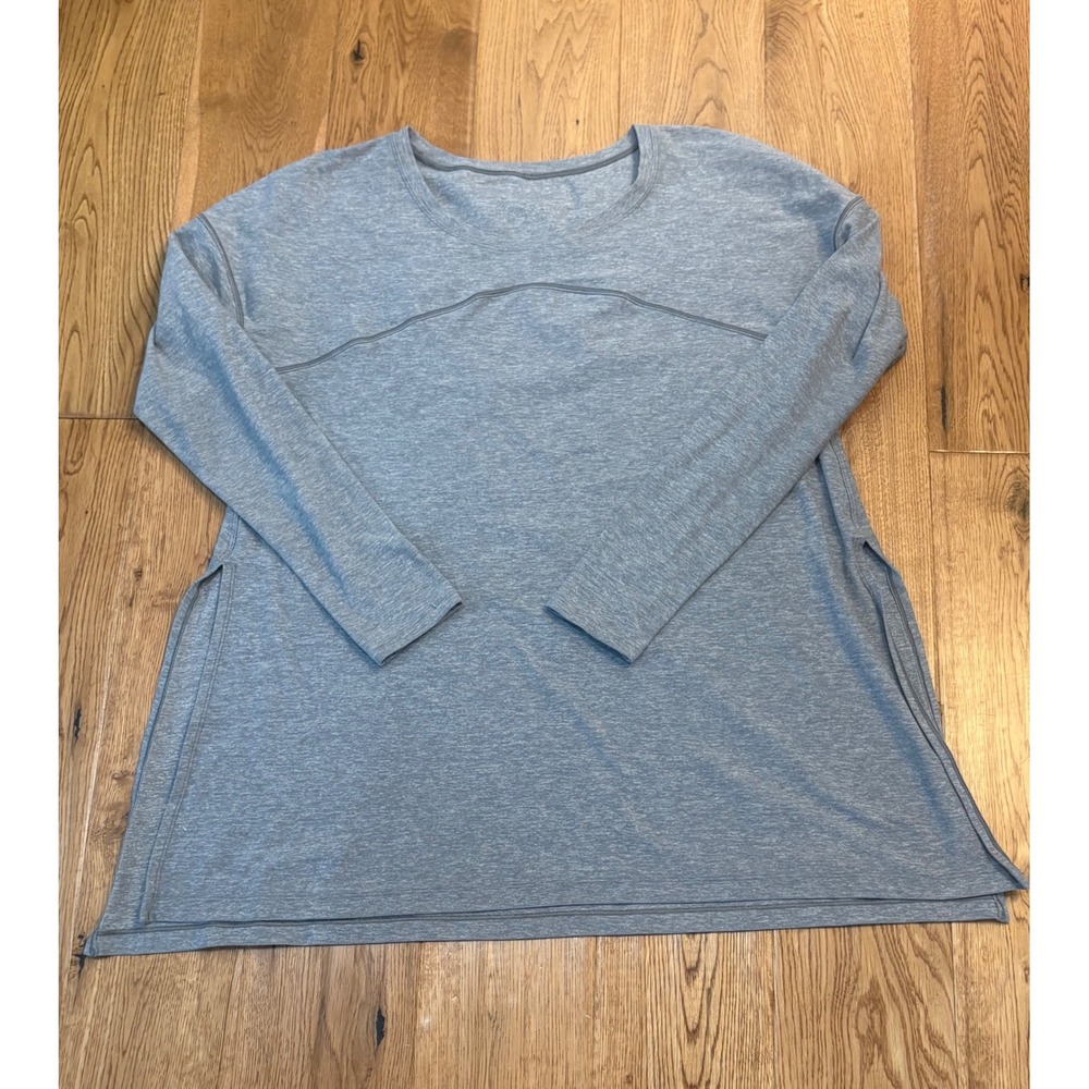 Lululemon Hit Unwind Long Sleeve Top Side Slits Heathered Gray 12